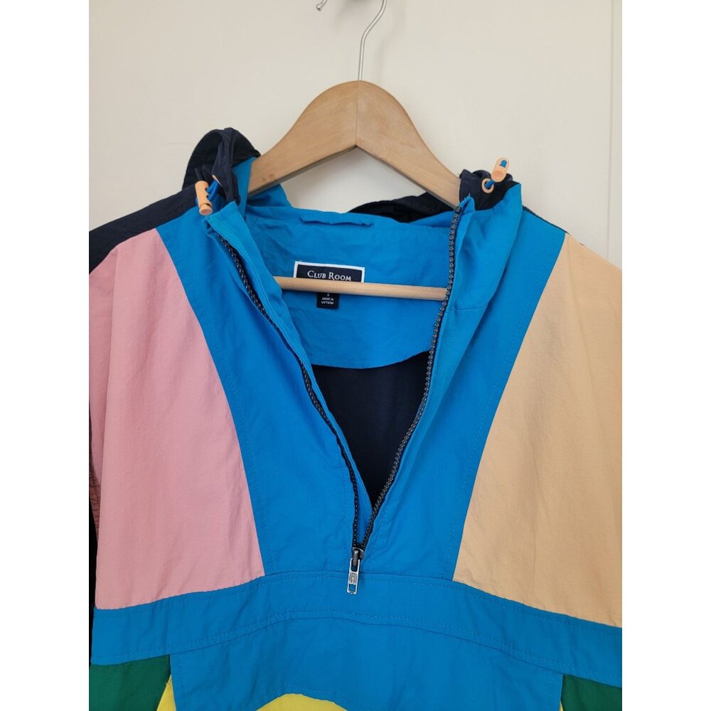 Vintage CLUB ROOM Colorblock Hooded Windbreaker Jacket Anorak Unisex Sz M - Picture 4 of 10